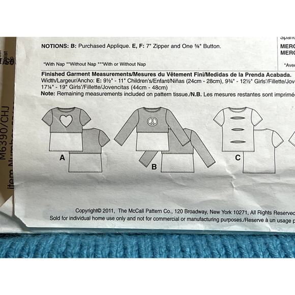 McCalls 6390 Sewing pattern Kids Girls top pants size 7 8 10 12 14 - Picture 6 of 7